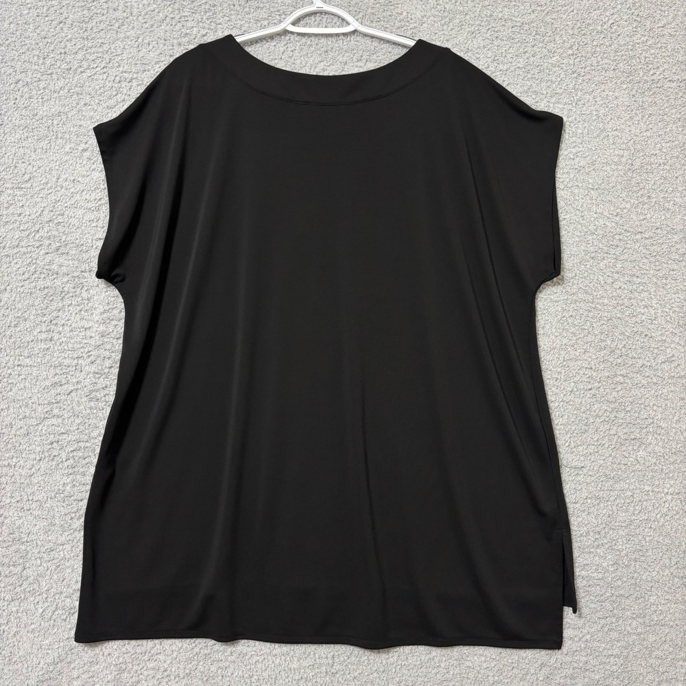 Work Casual Black Tunic Top Plus Size 2X Stretch Minimalist Layering Blouse - Picture 7 of 10